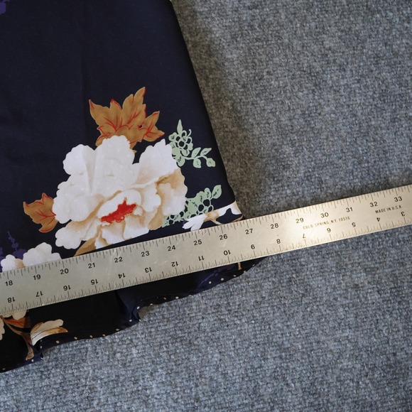 Dark Floral Print Midi Skirt Ruffle Hem Polka Dot Lined Vintage Style REVERSIBLE - Picture 5 of 8